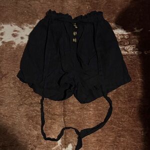 black linen feel shorts